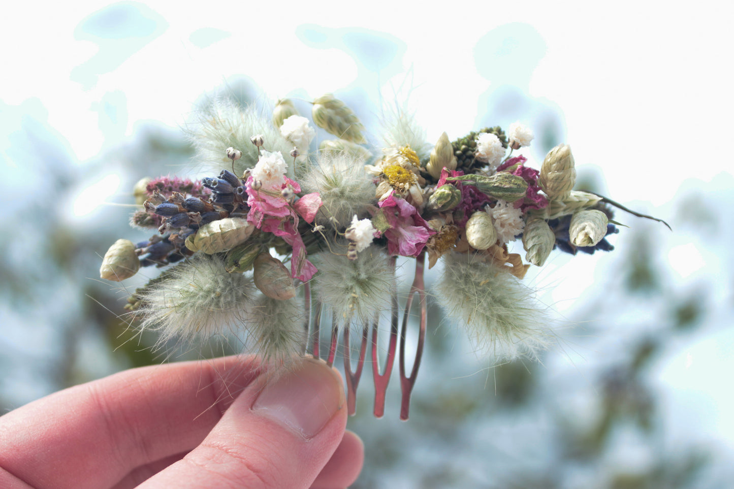 Haarkamm mit Trockenblumen "Ellie"