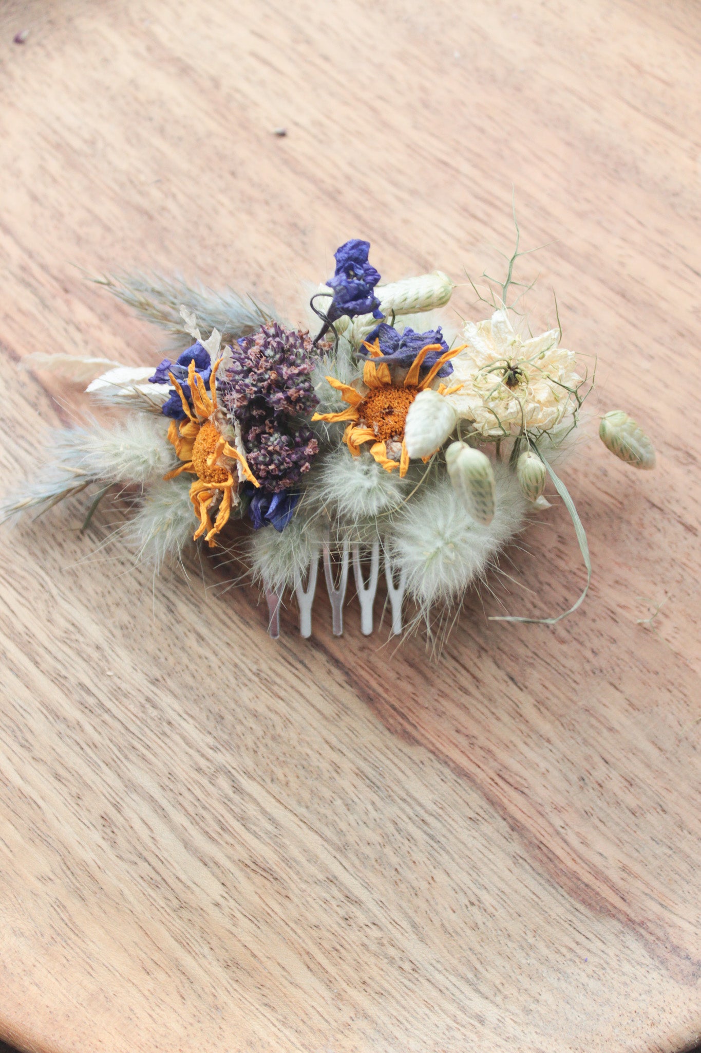 Haarkamm mit Trockenblumen "Julia"