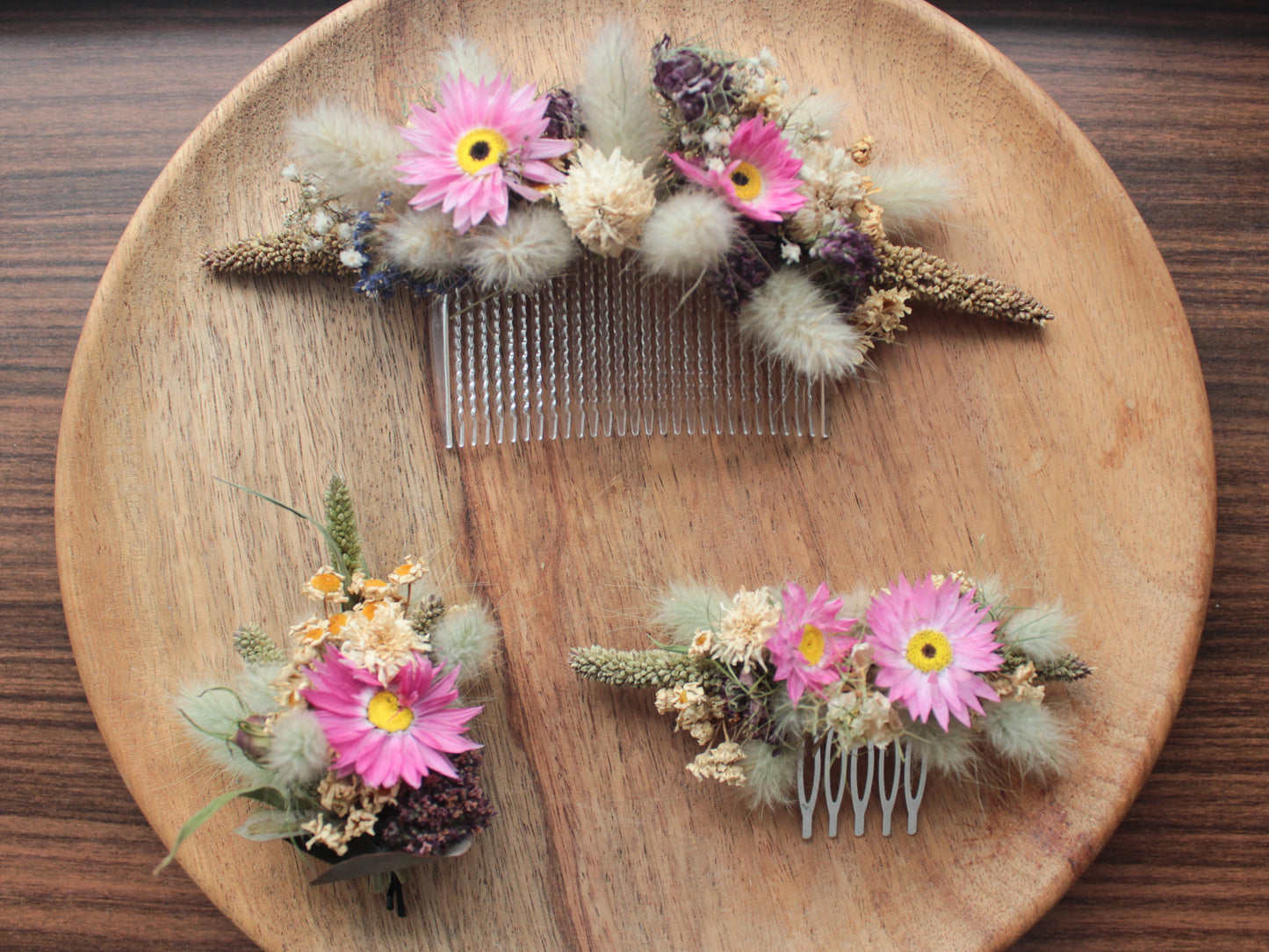 Haarkamm mit Trockenblumen "Rosalind"