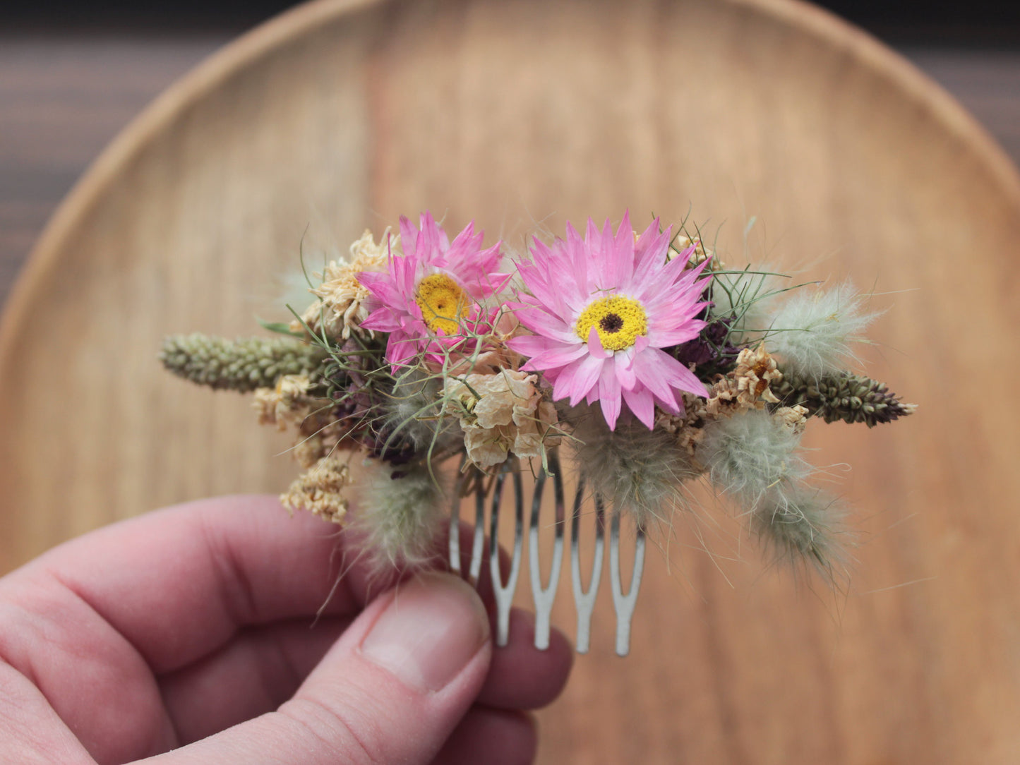 Haarkamm mit Trockenblumen "Rosalind"