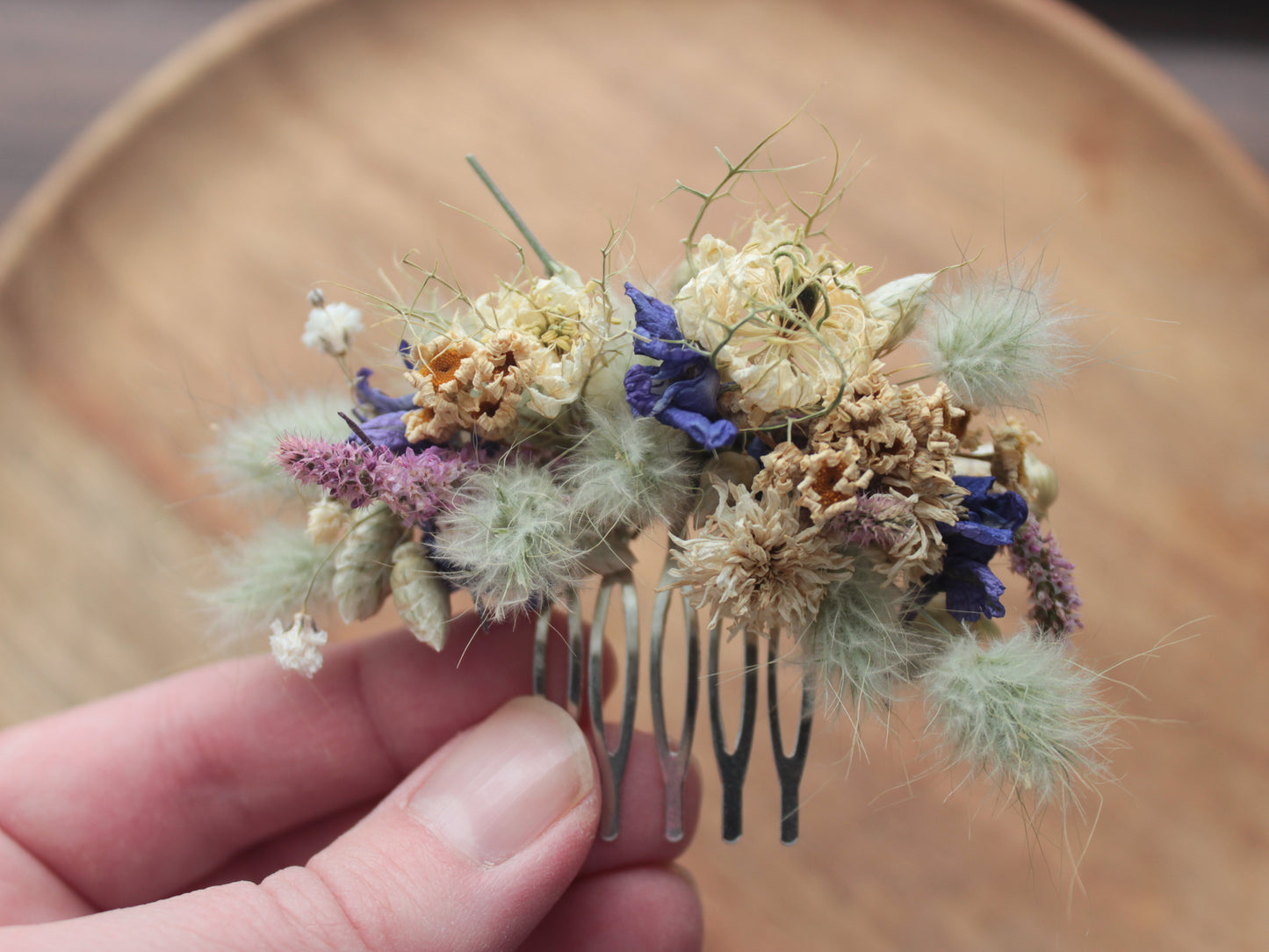 Haarkamm mit Trockenblumen "Olivia"