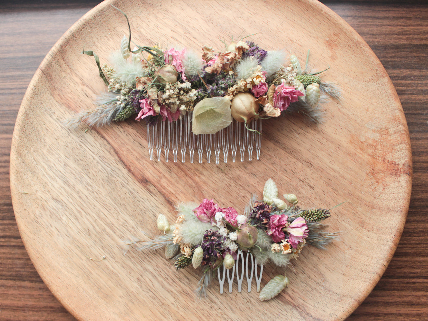 Haarkamm mit Trockenblumen "Mary"