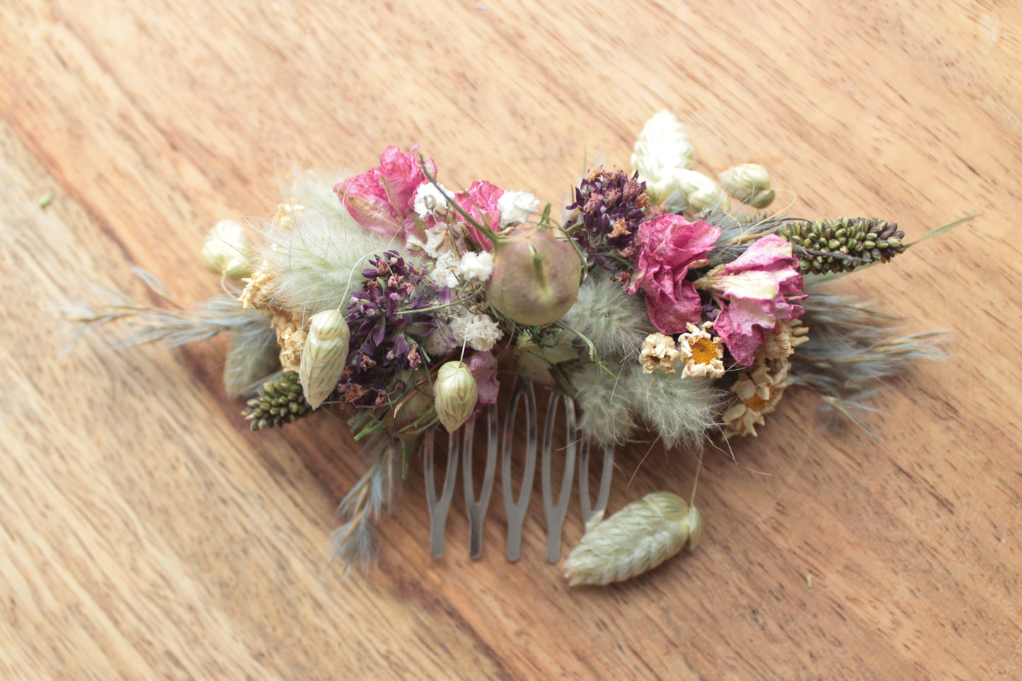 Haarkamm mit Trockenblumen "Mary"