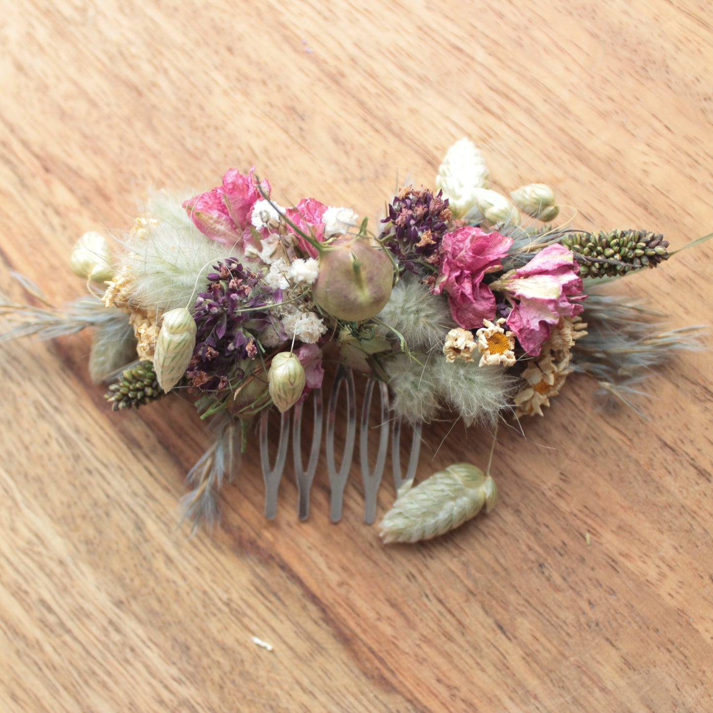 Haarkamm mit Trockenblumen "Mary"