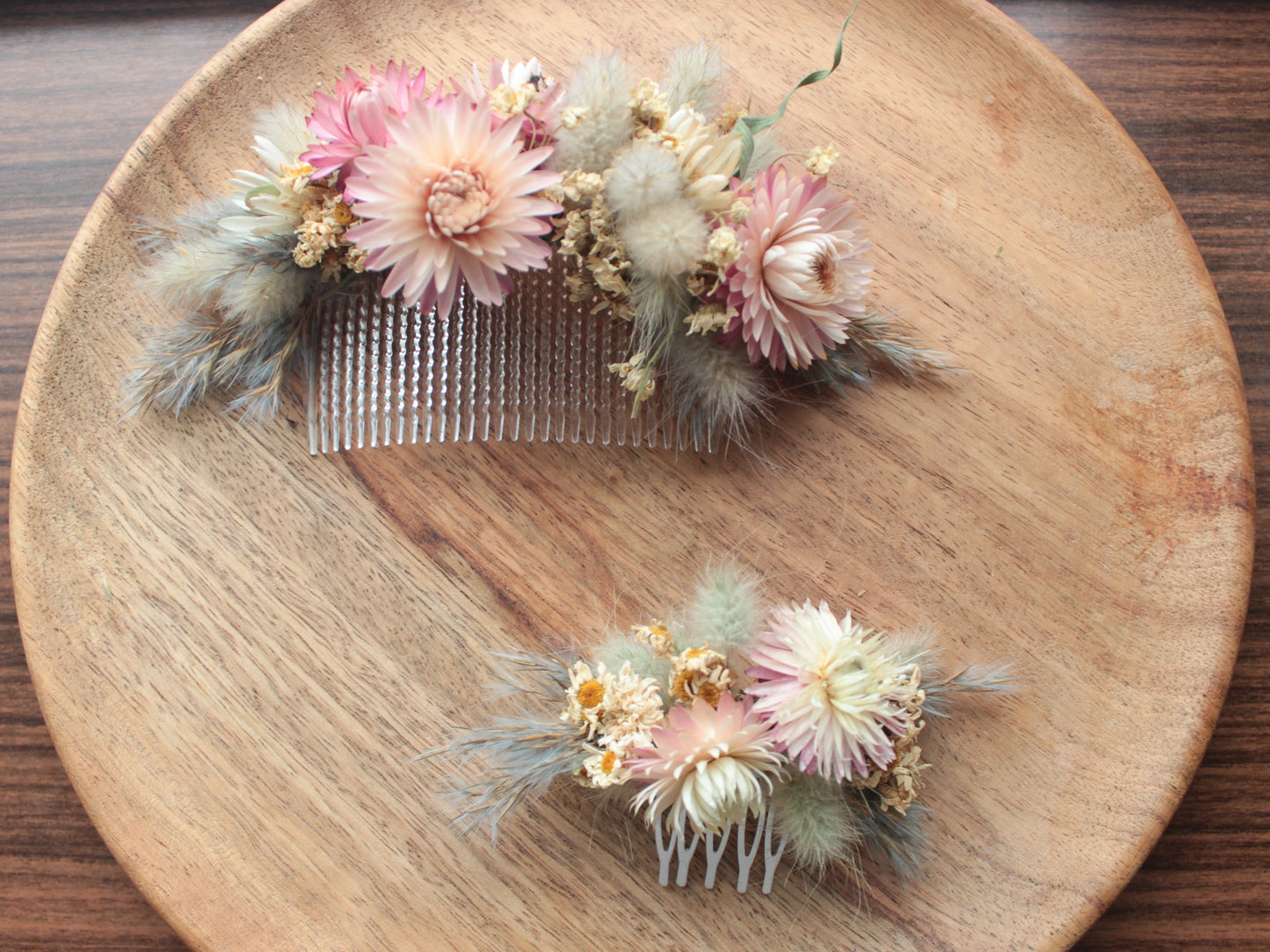 Haarkamm mit Trockenblumen "Flora"