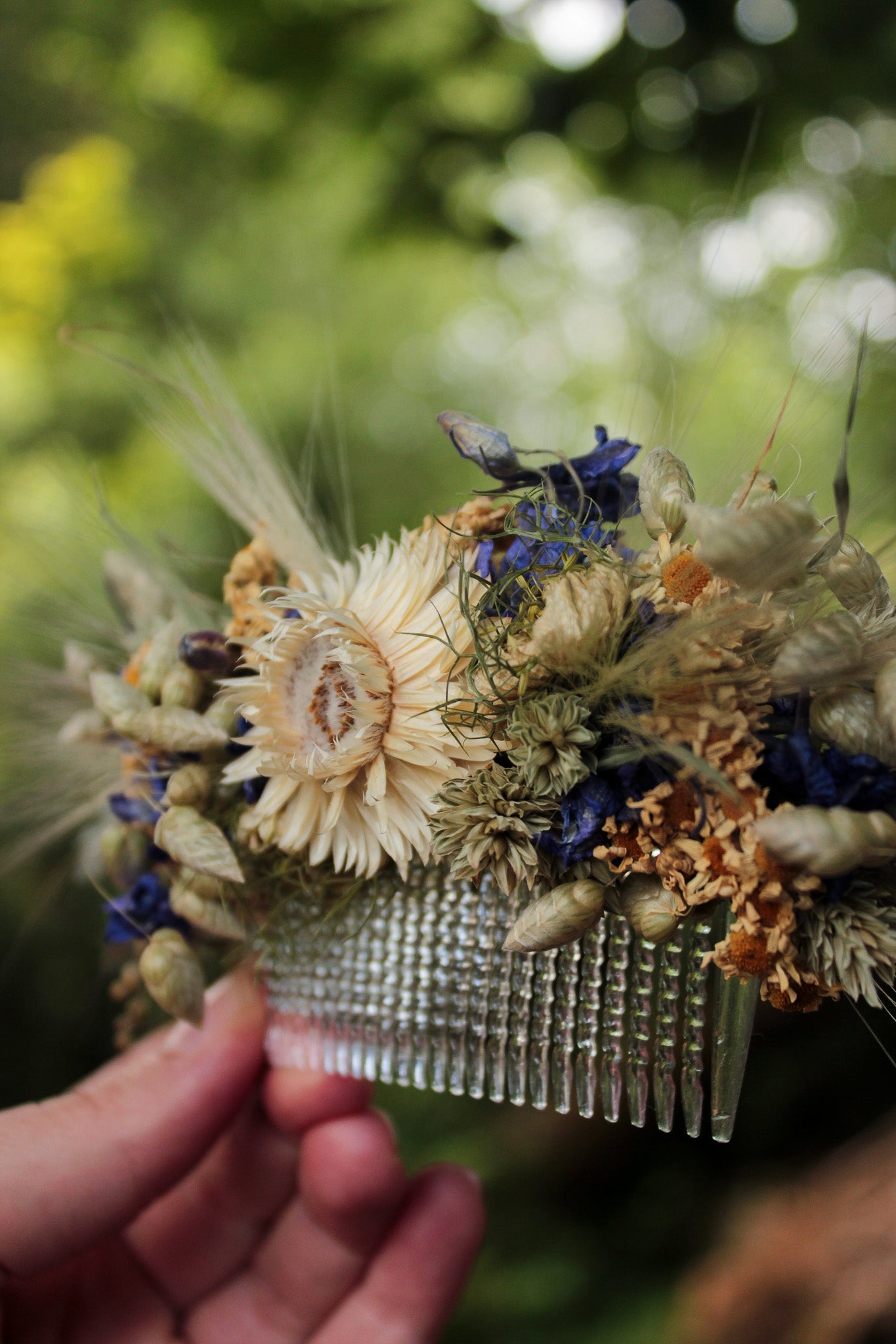 Haarkamm mit Trockenblumen "Denise"