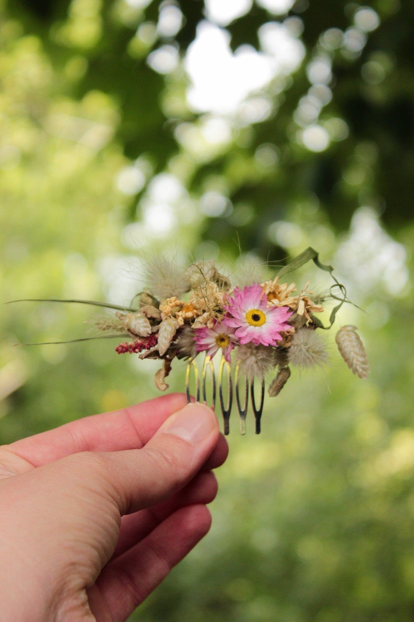 Haarkamm mit Trockenblumen "Beth"