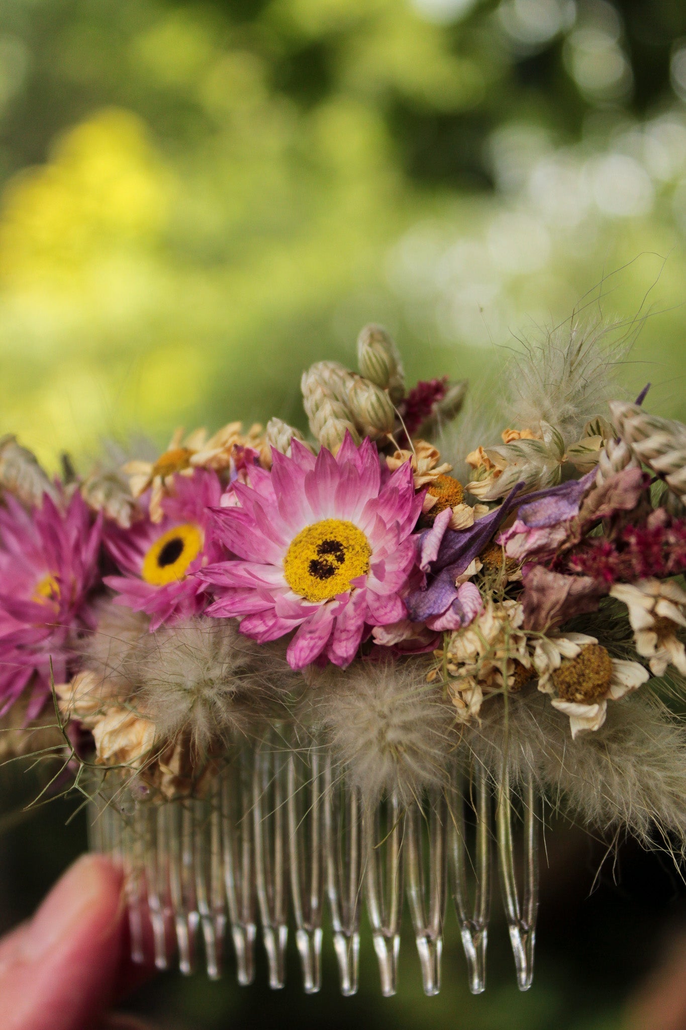 Haarkamm mit Trockenblumen "Beth"