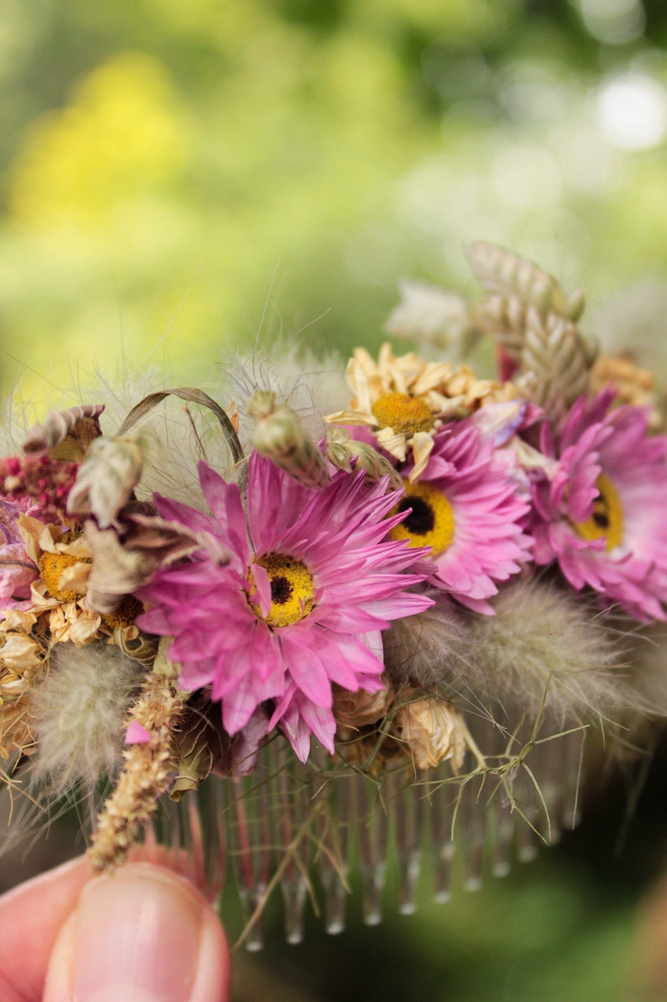 Haarkamm mit Trockenblumen "Beth"