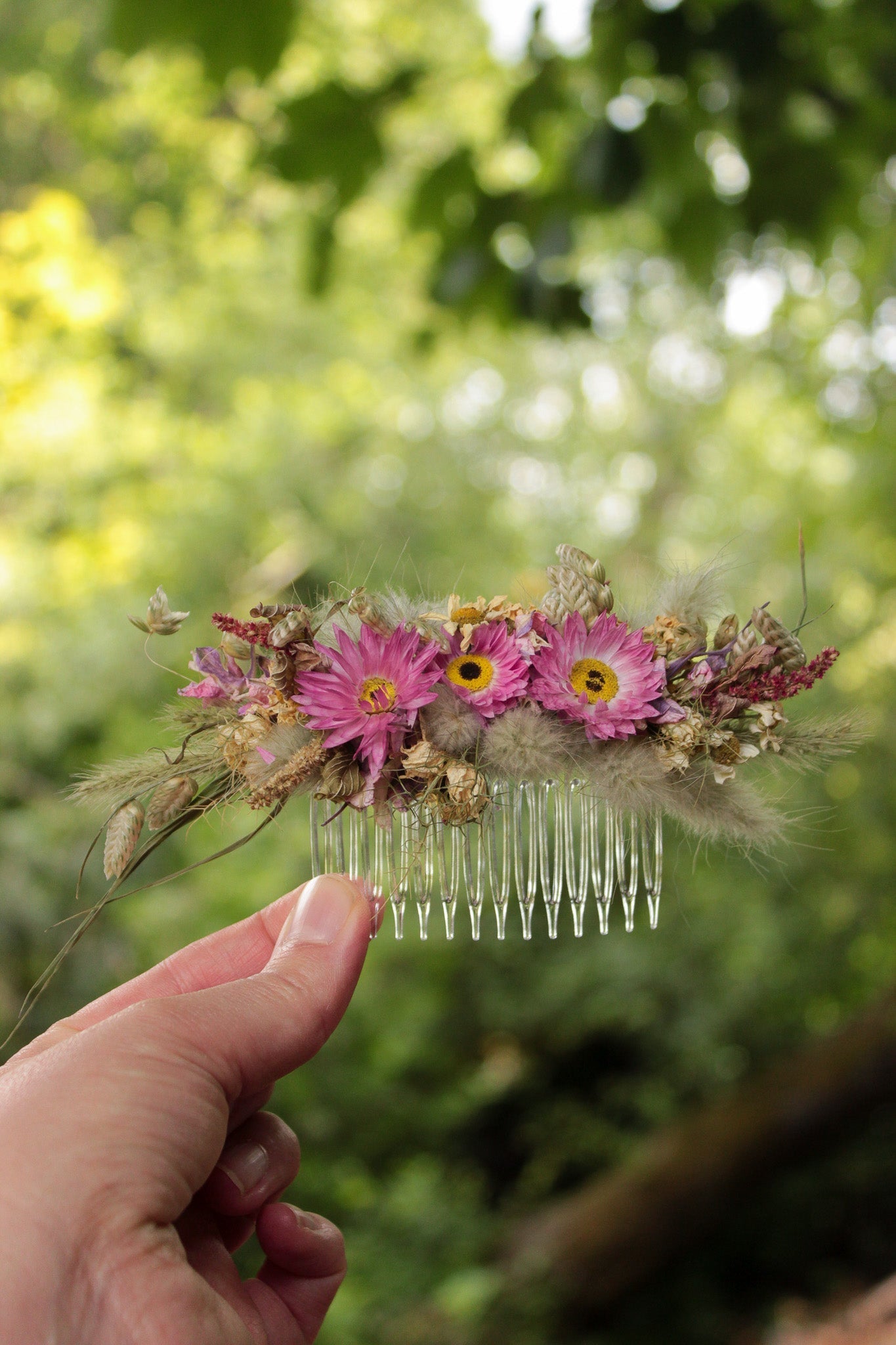 Haarkamm mit Trockenblumen "Beth"