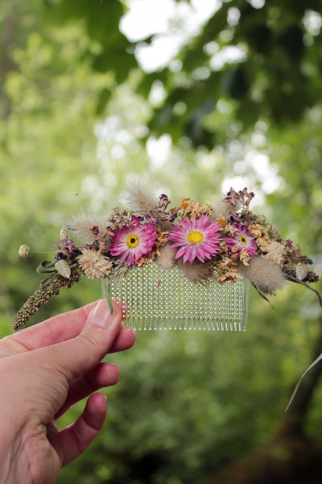Haarkamm mit Trockenblumen "Betty"