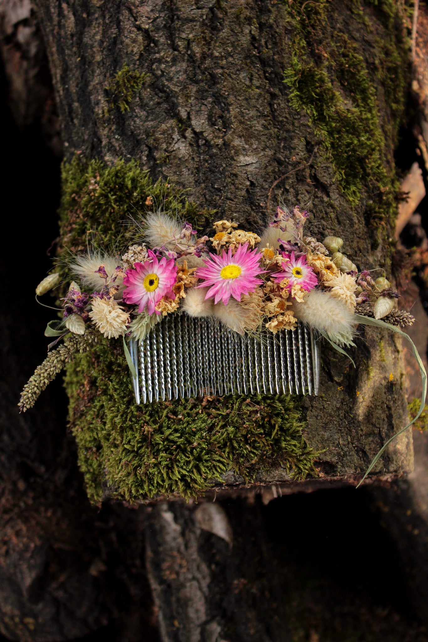 Haarkamm mit Trockenblumen "Betty"