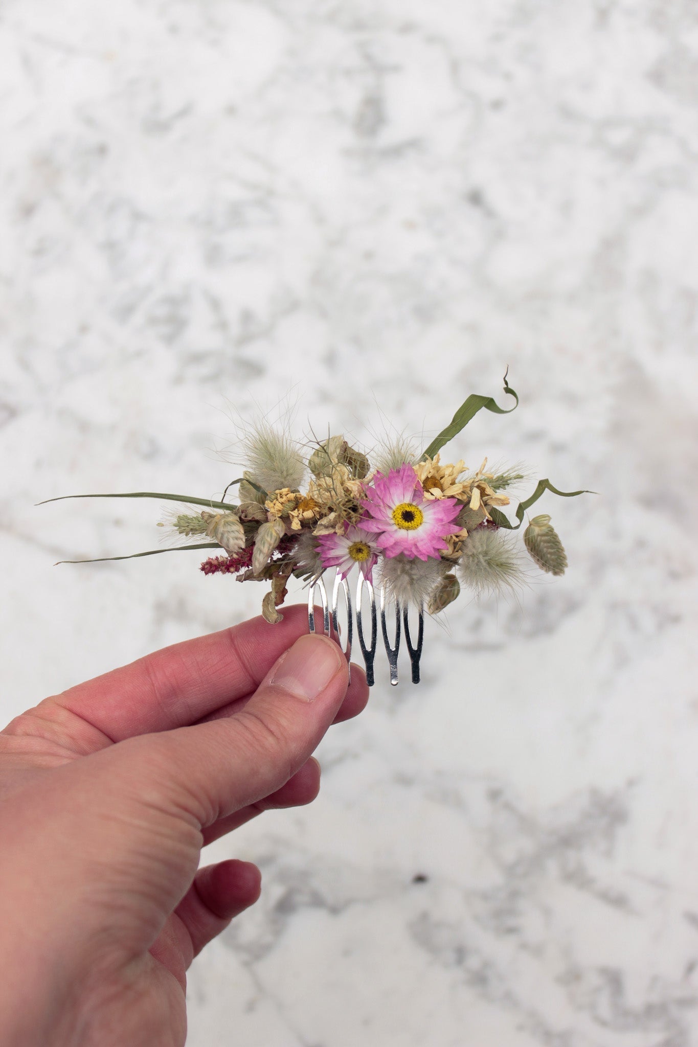 Haarkamm mit Trockenblumen "Beth"