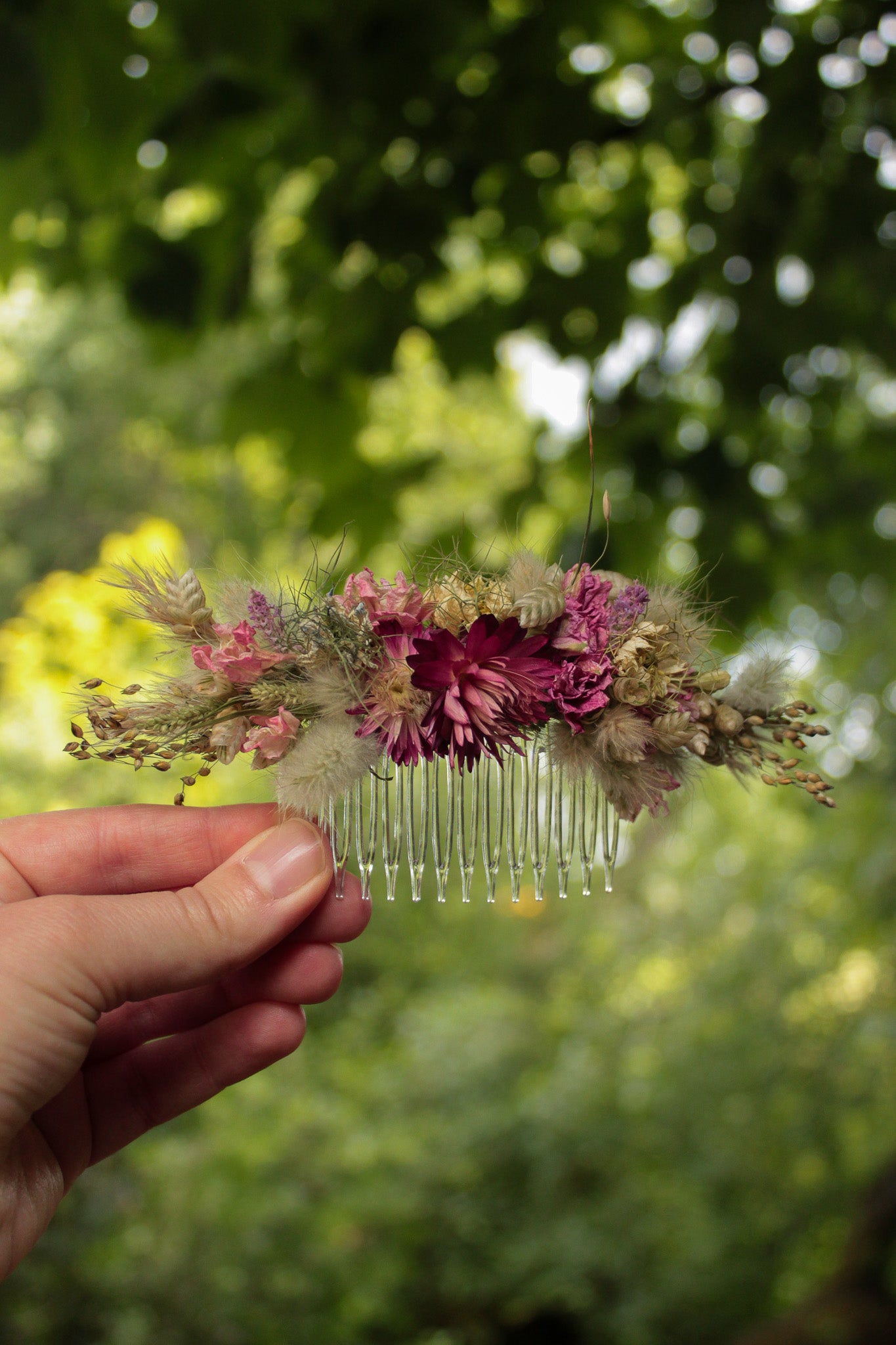 Haarkamm mit Trockenblumen "Ruth"