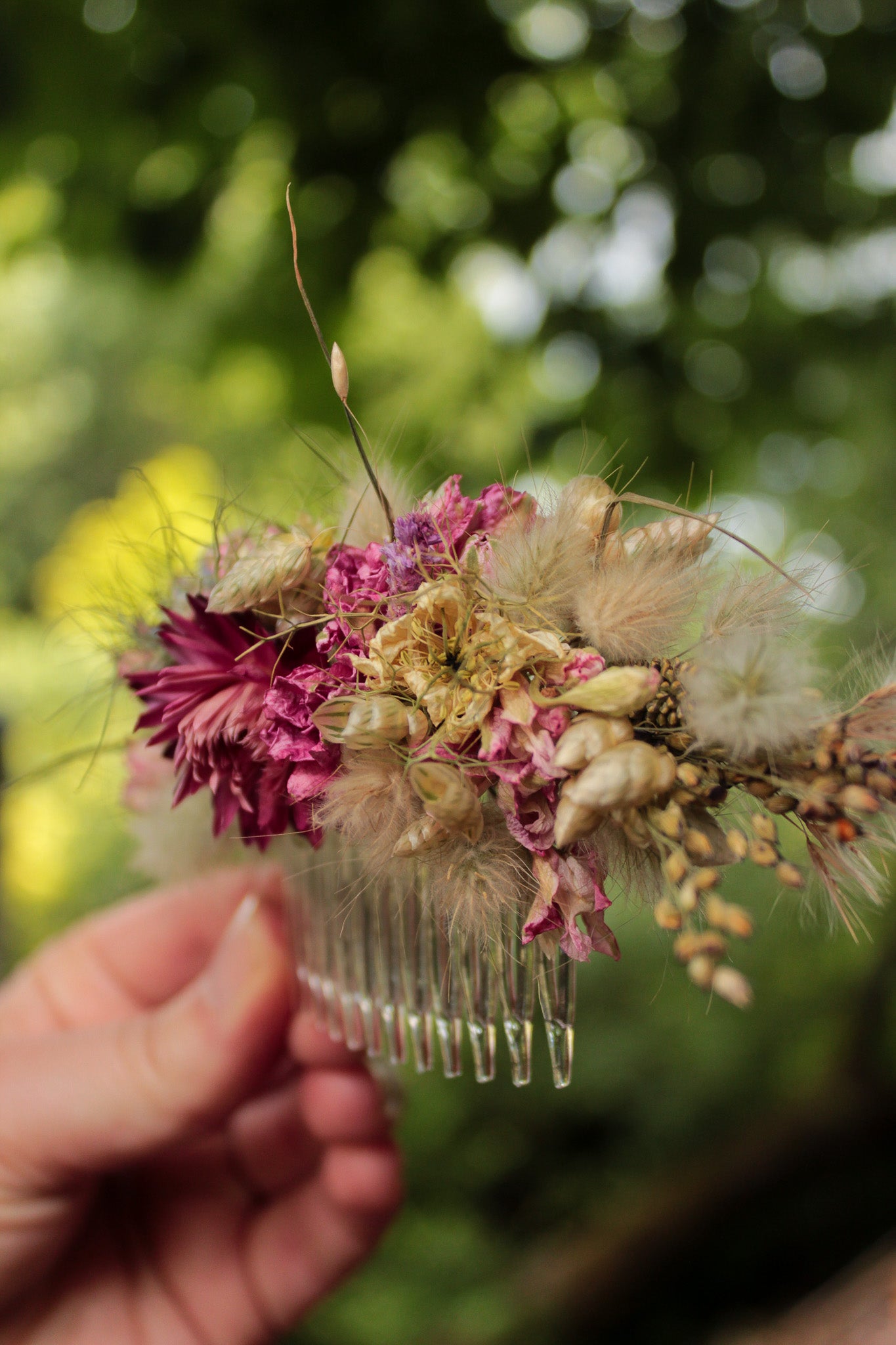Haarkamm mit Trockenblumen "Ruth"