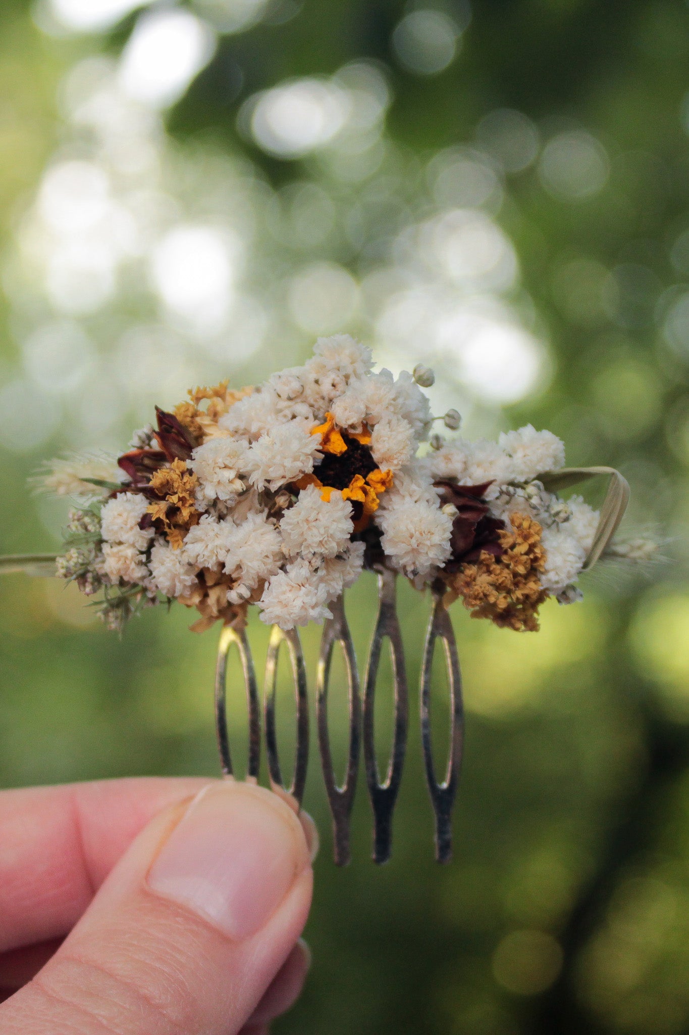 Haarkamm mit Trockenblumen "Tiffany" 2er Set