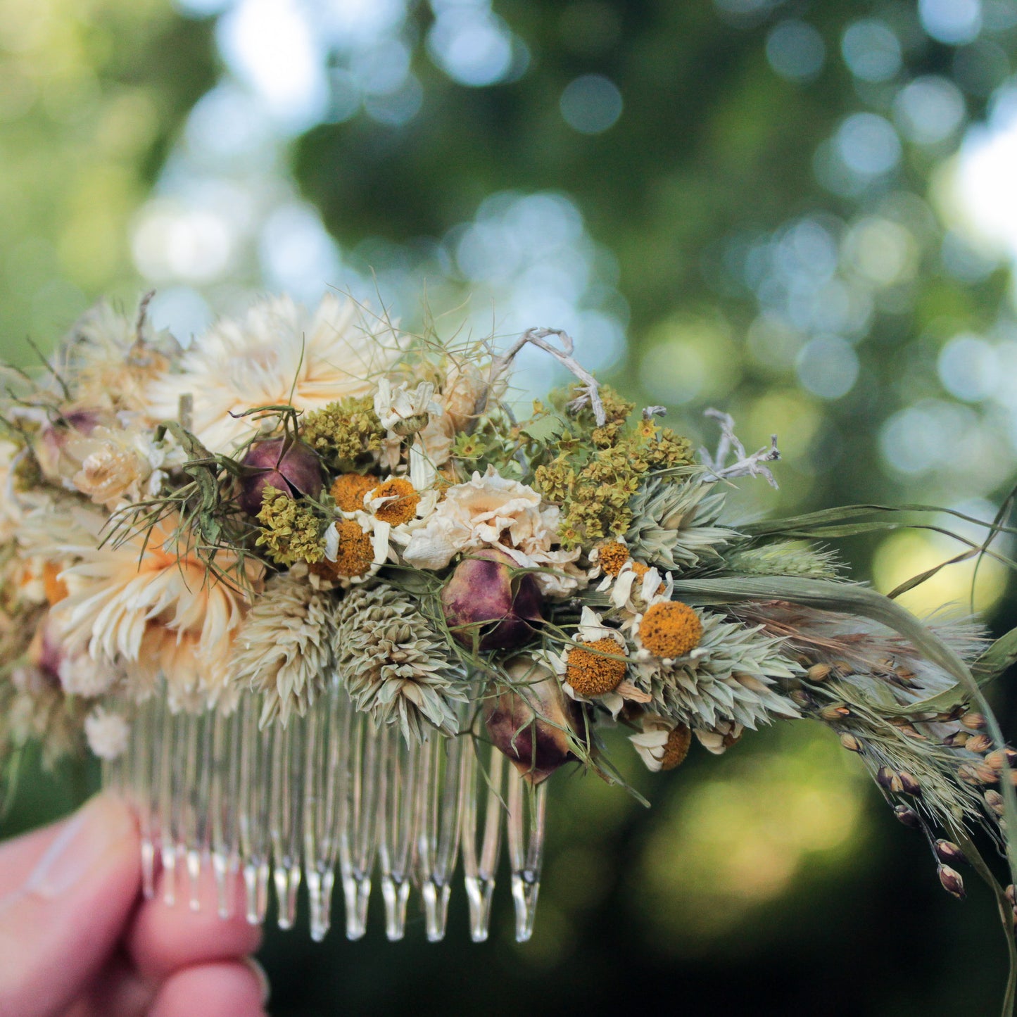 Haarkamm mit Trockenblumen "Andrea"