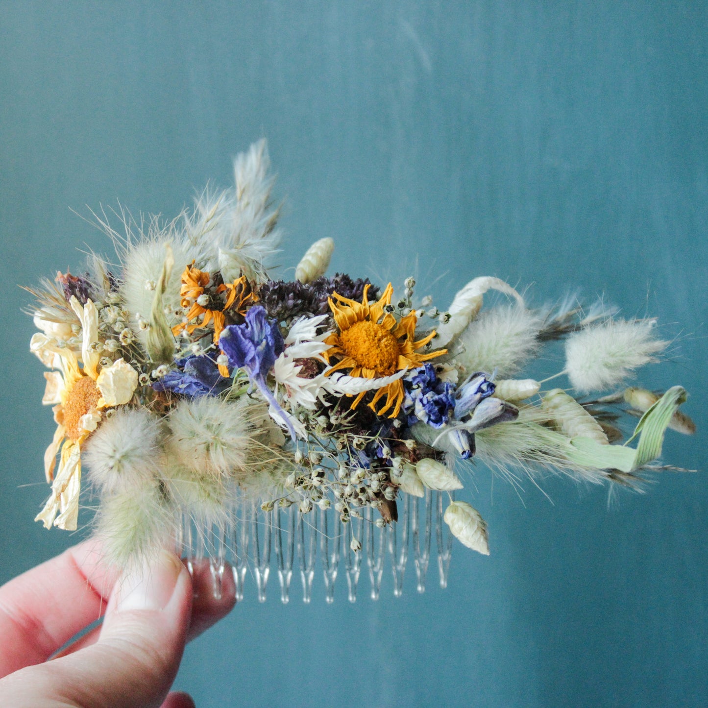 Haarkamm mit Trockenblumen "Julia"