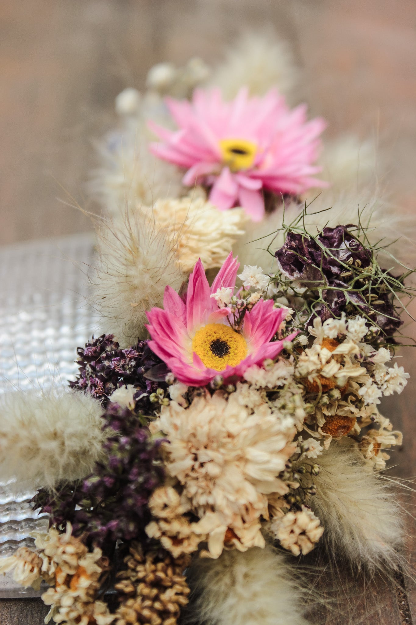 Haarkamm mit Trockenblumen "Rosie"
