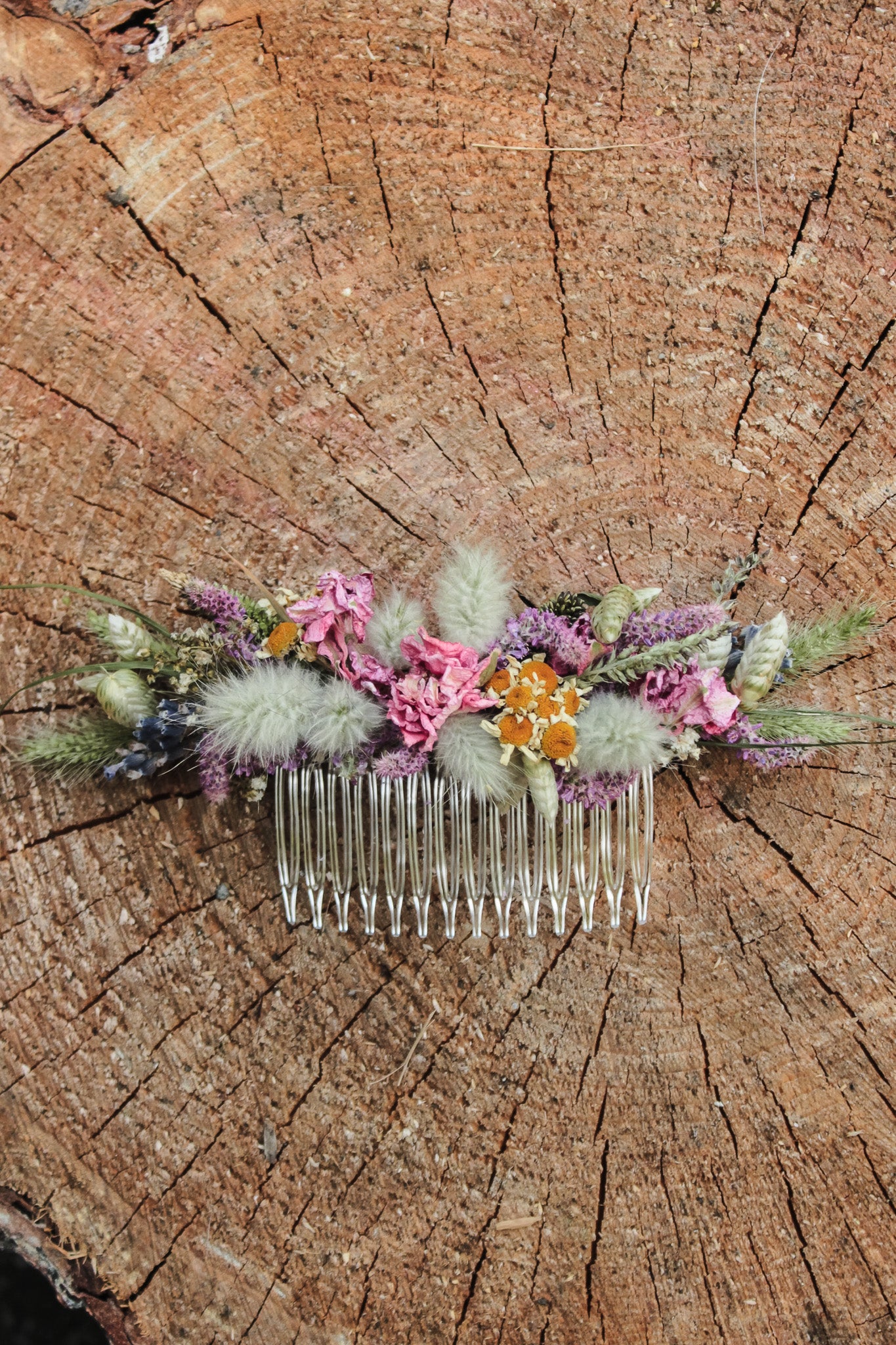 Haarkamm mit Trockenblumen "Ellie"