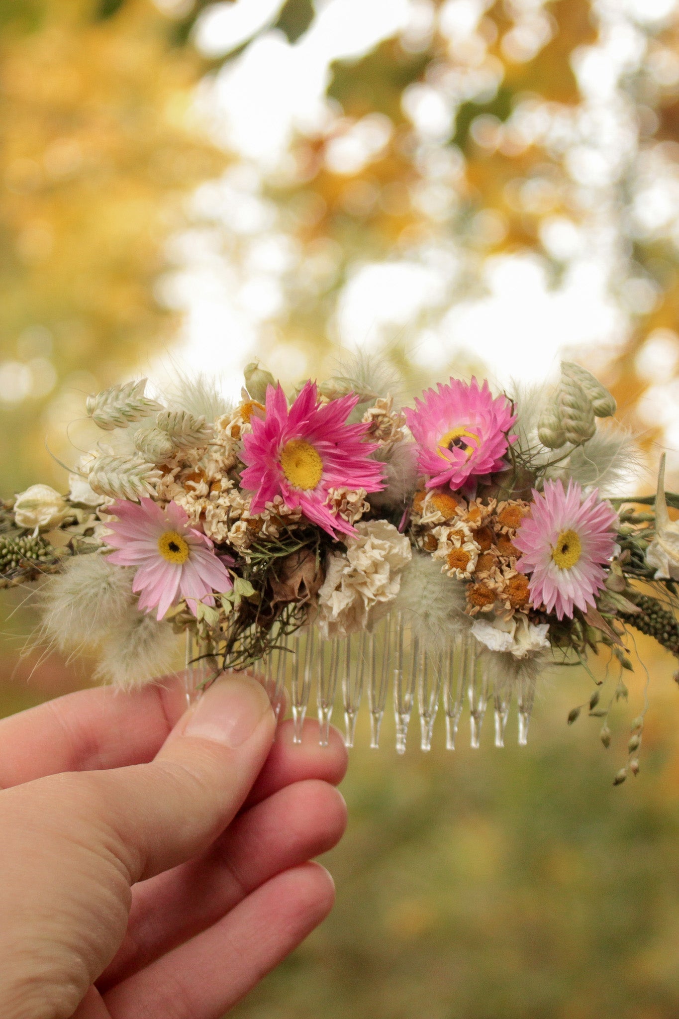 Haarkamm mit Trockenblumen "Orla"