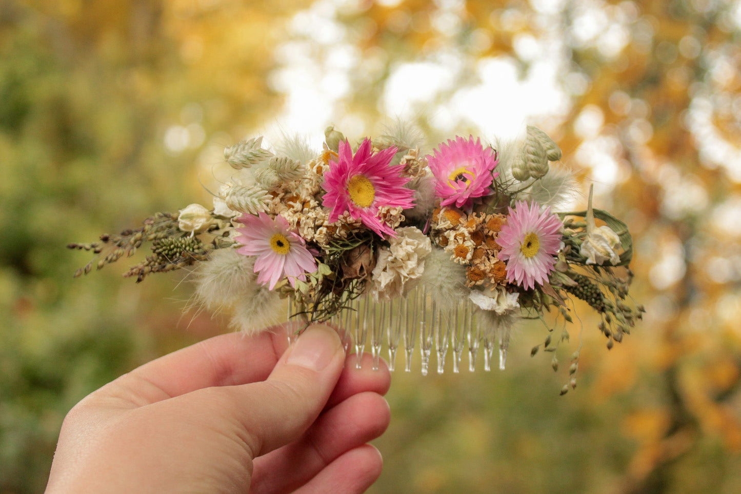Haarkamm mit Trockenblumen "Orla"