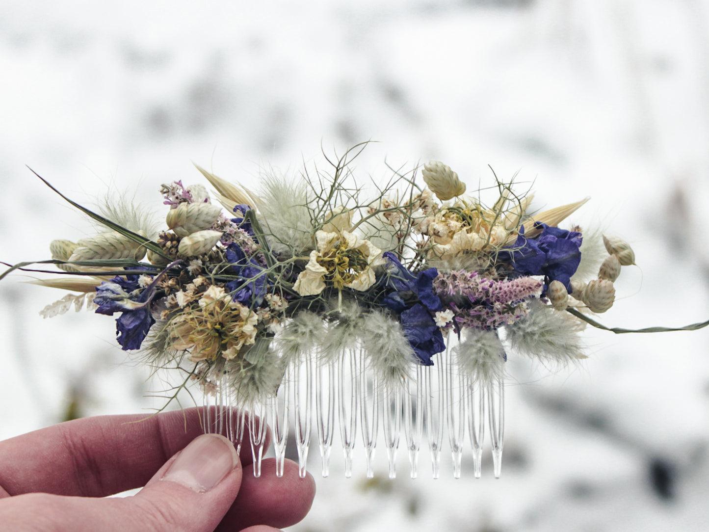 Haarkamm mit Trockenblumen "Olivia"
