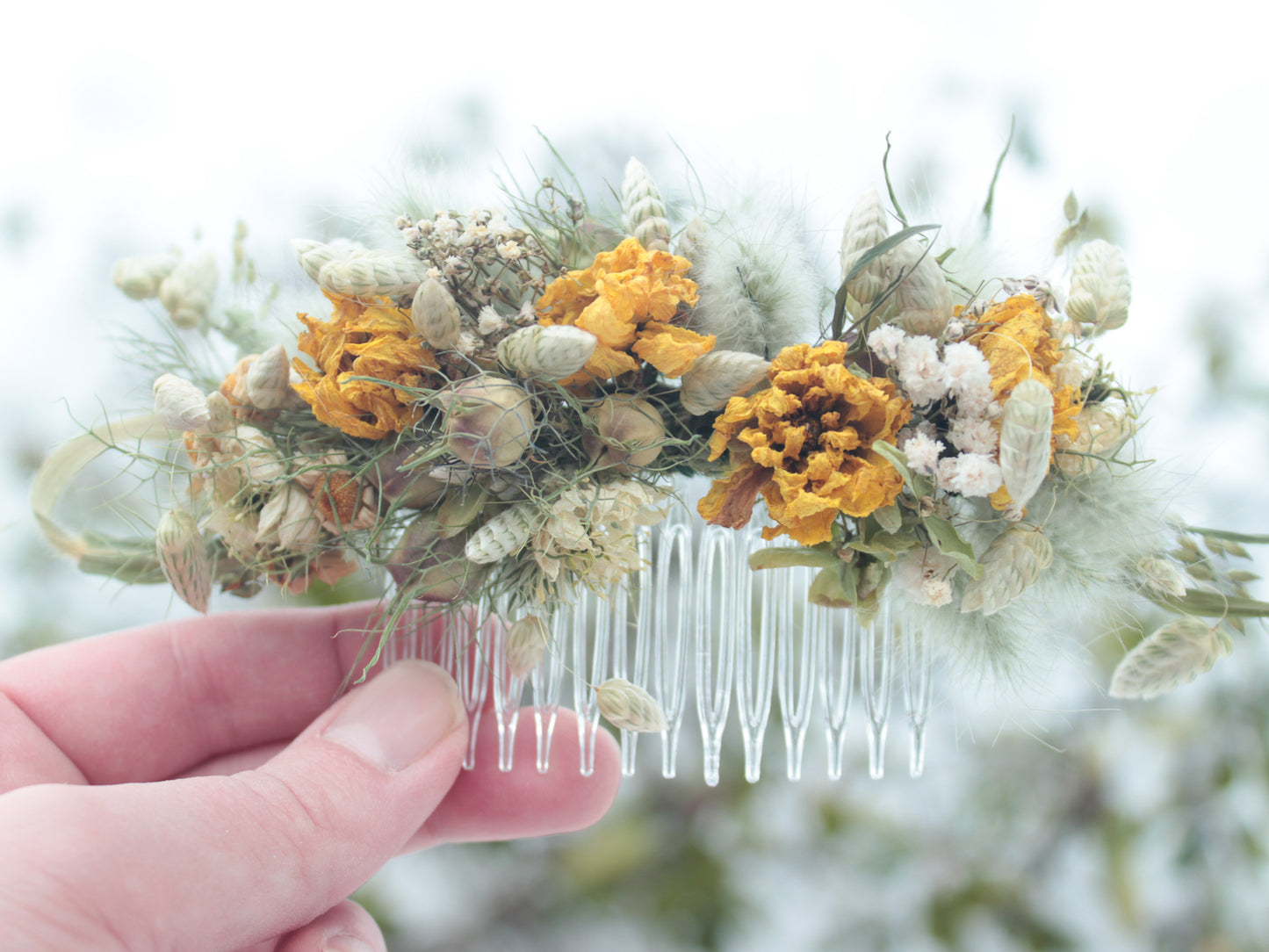 Haarkamm mit Trockenblumen "Fiona"