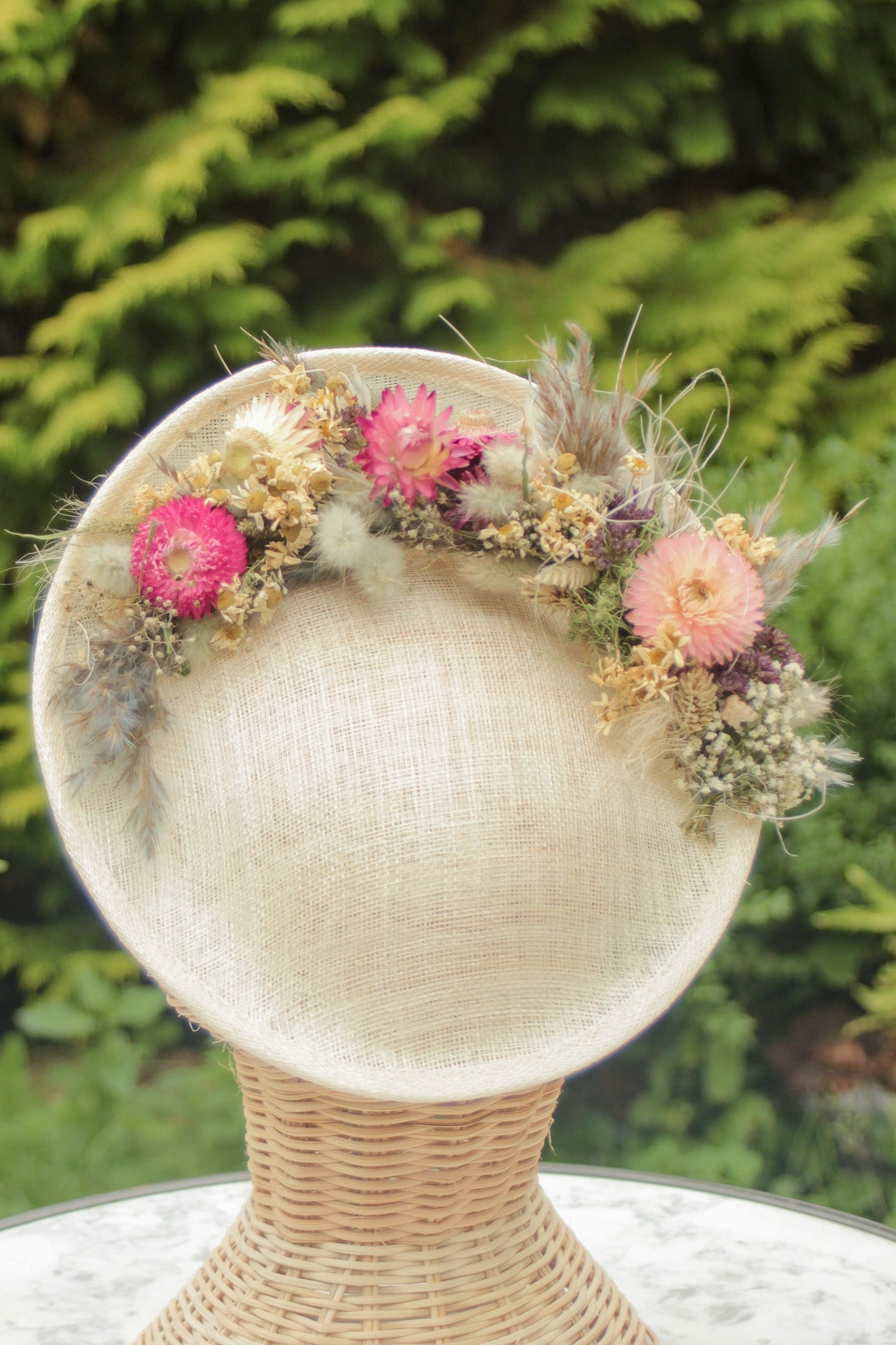 Fascinator Hut mit Trockenblumen "Elisabeth"